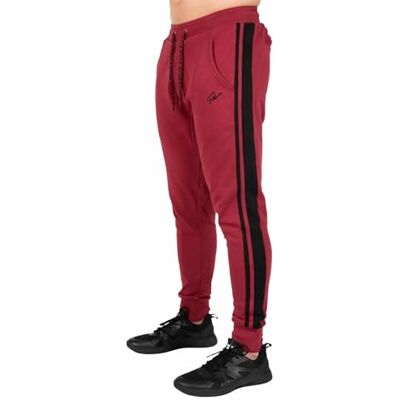 Gorilla Wear Banksbyxor – röd/svart – för sport fritid arbete utomhus bekväm jogging bomull polyester löpning ränder på benen starkt grepp med logotyp tajt Gorilla Wear Banksbyxor – röd/svart – för sport fritid arbete utomhus bekväm jogging bomull polyester löpning ränder på benen starkt grepp med logotyp tajt