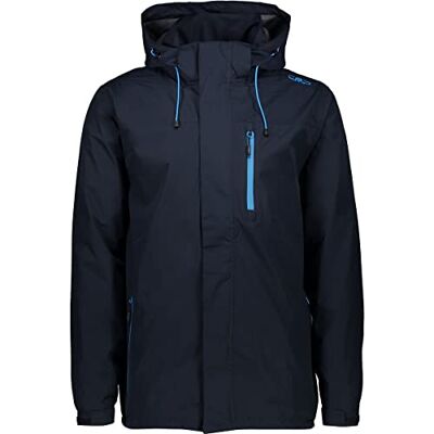 CMP Herrregnjacka av ripstop-polyester med avtagbar huva, svart blå, 50 CMP Herrregnjacka av ripstop-polyester med avtagbar huva, svart blå, 50
