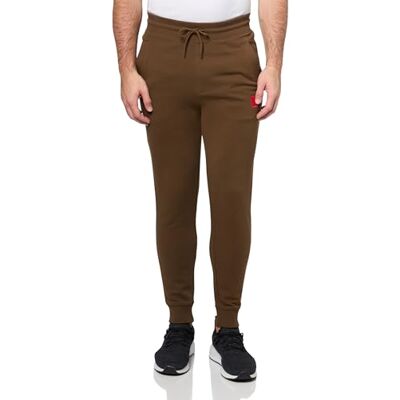 HUGO mäns normal passform fyrkantig logotyp jersey dragsko joggingbyxor, Mörk sepia, XL HUGO mäns normal passform fyrkantig logotyp jersey dragsko joggingbyxor, Mörk sepia, XL
