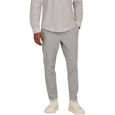 Only & Sons Sweatbyxa för män ONSLINUS Crop Life LIN – Tapered Fit – XS-XXL, Teak, S Only & Sons Sweatbyxa för män ONSLINUS Crop Life LIN – Tapered Fit – XS-XXL, Teak, S