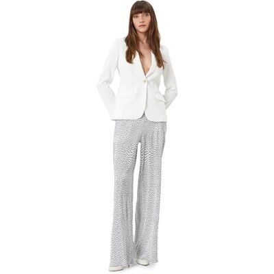 Koton dam pleated polka prickig hög midja vida ben byxor, Vit design (0d0), 40 Koton dam pleated polka prickig hög midja vida ben byxor, Vit design (0d0), 40