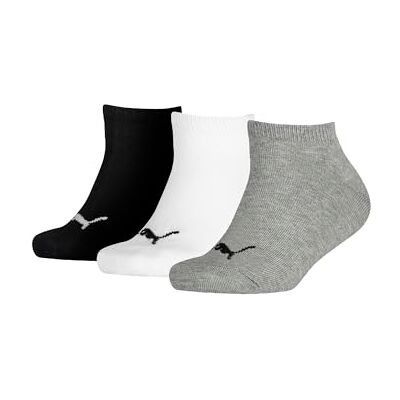 PUMA osynliga sneakerstrumpor för barn (3-pack), Grå/vit/svart, 26 PUMA osynliga sneakerstrumpor för barn (3-pack), Grå/vit/svart, 26