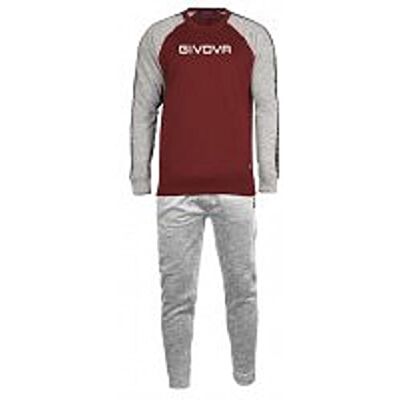 Givova Sportset för män, Ljusgrå/vinröd, XXS Givova Sportset för män, Ljusgrå/vinröd, XXS