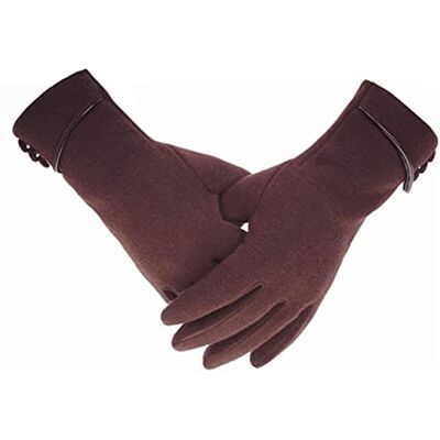 Tomily Kvinnors pekskärm telefon fleece vindtäta handskar vinter varma kläder, Brun, en storlek Tomily Kvinnors pekskärm telefon fleece vindtäta handskar vinter varma kläder, Brun, en storlek