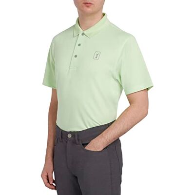 PGA TOUR Golfskjorta för män, Airflow Solid Mesh Polo, Andningsbar, Kortärmad, Naturlig Stretch, Normal passform, Patina grön, S PGA TOUR Golfskjorta för män, Airflow Solid Mesh Polo, Andningsbar, Kortärmad, Naturlig Stretch, Normal passform, Patina grön, S