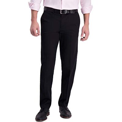 Haggar Men's Iron Free Premium Khaki Straight Fit Flat Front Flex Waist Casual Pant, Black, 32 x 29 Haggar Men's Iron Free Premium Khaki Straight Fit Flat Front Flex Waist Casual Pant, Black, 32 x 29
