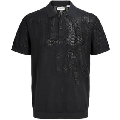 JACK & JONES Jjjess Knit Polo Ss Jnr, svart, 128 JACK & JONES Jjjess Knit Polo Ss Jnr, svart, 128