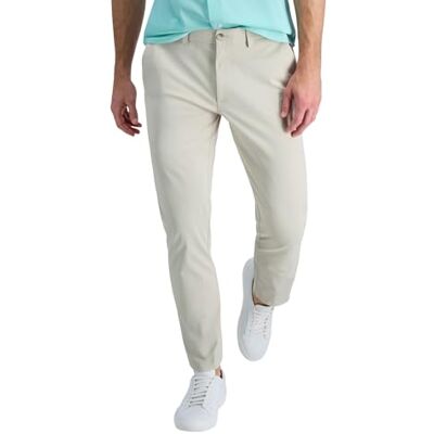 Haggar Men's Sport Travel Performance Straight Fit Flat Front Stretch Casual Pant, Sand Haggar Men's Sport Travel Performance Straight Fit Flat Front Stretch Casual Pant, Sand