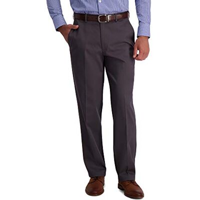 Haggar Men's Iron Free Premium Khaki Classic Fit Flat Front Expandable Waist Casual Pant (Regular and Big & Tall Sizes), Dark Grey, 36x30 Haggar Men's Iron Free Premium Khaki Classic Fit Flat Front Expandable Waist Casual Pant (Regular and Big & Tall Sizes), Dark Grey, 36x30