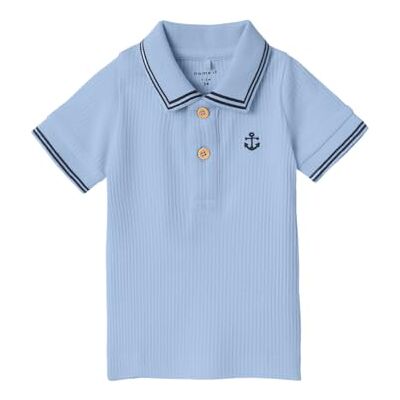NAME IT Baby pojkar Nbmfriman Ss Polo Top pikétröja, Chambray Blue, 50 cm NAME IT Baby pojkar Nbmfriman Ss Polo Top pikétröja, Chambray Blue, 50 cm