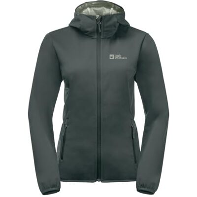 Jack Wolfskin WINDHAIN HOODY W, Softshelljacka för kvinnor, slate green, Jack Wolfskin WINDHAIN HOODY W, Softshelljacka för kvinnor, slate green,