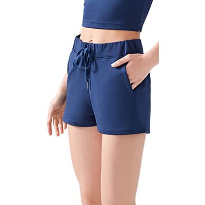 LOS OJOS Sportbyxor dam korta – träningsshorts för kvinnor – shorts med fickor för yoga, vandring, löpträning och avslappnad klädsel, True marinblå, XS LOS OJOS Sportbyxor dam korta – träningsshorts för kvinnor – shorts med fickor för yoga, vandring, löpträning och avslappnad klädsel, True marinblå, XS