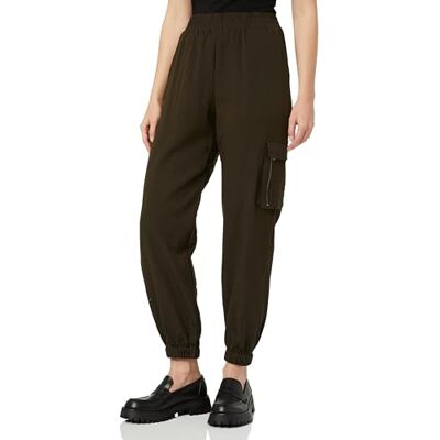 KAFFE Kvinnors lediga byxor joggers elastiska manschetter elastisk midja avslappnad passform, Skogsnatt, 36 KAFFE Kvinnors lediga byxor joggers elastiska manschetter elastisk midja avslappnad passform, Skogsnatt, 36