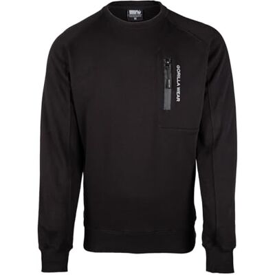 Gorilla Wear Newark tröja – svart kroppsbyggnad fitness sport vardag långärmad långa ärmar bekväm dragkedja med ficka tight passform bomull polyester pullover praktisk träning Gorilla Wear Newark tröja – svart kroppsbyggnad fitness sport vardag långärmad långa ärmar bekväm dragkedja med ficka tight passform bomull polyester pullover praktisk träning