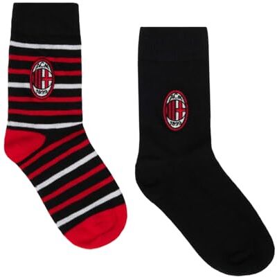 A.C. Milan AC Milan officiell logotyp strumpor 2 par, Röd/Svart, 27-30 A.C. Milan AC Milan officiell logotyp strumpor 2 par, Röd/Svart, 27-30