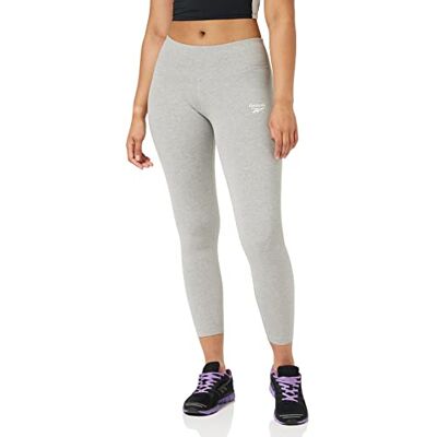 Reebok Dam RI bomull leggings träningsbyxor, medium grå ljung/vit, XXL Reebok Dam RI bomull leggings träningsbyxor, medium grå ljung/vit, XXL