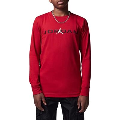 NIKE Jordanien pojkar långärmad t-shirt röd baslinje kod 95D668-R78 NIKE Jordanien pojkar långärmad t-shirt röd baslinje kod 95D668-R78