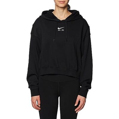 NIKE Damer W NSW Air Os Mod Crop FLC Hd T-shirt, svart/svart/vit, M NIKE Damer W NSW Air Os Mod Crop FLC Hd T-shirt, svart/svart/vit, M