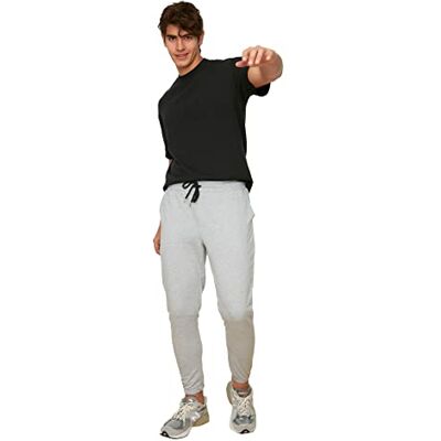 Trendyol Herr, grå herr, normal passform, träningsoverall, sweatpants, grå, S Trendyol Herr, grå herr, normal passform, träningsoverall, sweatpants, grå, S