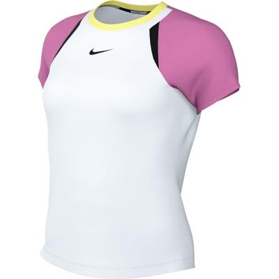 NIKE Damer W Nkct Df Advtg Ss topp, vit/Playful rosa/svart/svart, FV0261-100, S NIKE Damer W Nkct Df Advtg Ss topp, vit/Playful rosa/svart/svart, FV0261-100, S