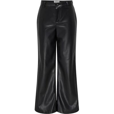 ONLY ONLFLAX-Liora HW STR Faux Leath Pant PNT, svart, (L) W x 32L ONLY ONLFLAX-Liora HW STR Faux Leath Pant PNT, svart, (L) W x 32L