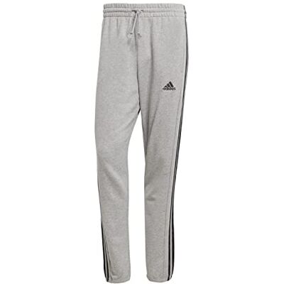 adidas För Män Essentials French Terry Tapered Elastic Cuff 3-Stripes Pants, Medium Grey Heather/Black, L adidas För Män Essentials French Terry Tapered Elastic Cuff 3-Stripes Pants, Medium Grey Heather/Black, L