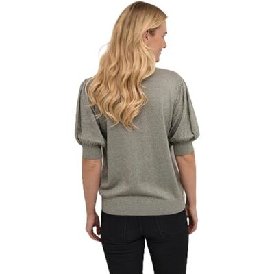 KAFFE Kvinnors tröja rund hals halv längd ärmar vanlig passform tight stickning, Vetiver, M KAFFE Kvinnors tröja rund hals halv längd ärmar vanlig passform tight stickning, Vetiver, M