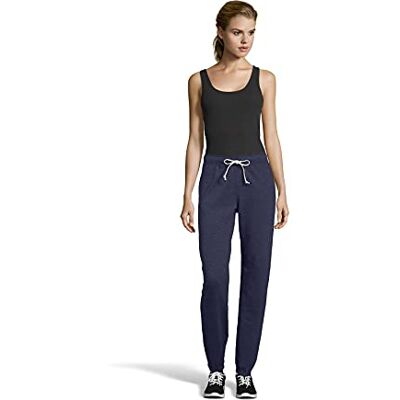 Hanes Damer lyxkollektion lättvikt fleecetröja med fickor byxor, Navy, S Hanes Damer lyxkollektion lättvikt fleecetröja med fickor byxor, Navy, S