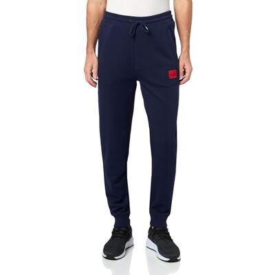 HUGO mäns normal passform fyrkantig logotyp jersey dragsko joggingbyxor, Kväll blå, M HUGO mäns normal passform fyrkantig logotyp jersey dragsko joggingbyxor, Kväll blå, M