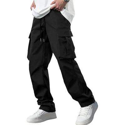Comdecevis Cargobyxor för herr, träningsbyxor, joggingbyxor, stretchiga, med dragsko, taktiska byxor med flera fickor, Svart, XL Comdecevis Cargobyxor för herr, träningsbyxor, joggingbyxor, stretchiga, med dragsko, taktiska byxor med flera fickor, Svart, XL