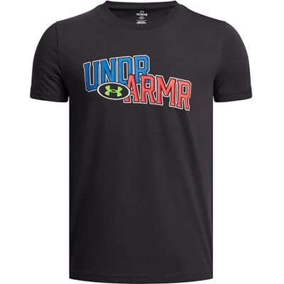 Under Armour pojkar Ua Overlay Wm Ss T-shirt, Svart/vit, 150-160 Under Armour pojkar Ua Overlay Wm Ss T-shirt, Svart/vit, 150-160