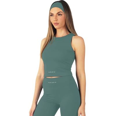 Carlheim Women's Serenita Active Collection Tank top, Mineral Blue, Large Carlheim Women's Serenita Active Collection Tank top, Mineral Blue, Large