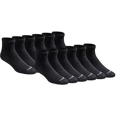 Dickies Men's Dri-tech Moisture Control Quarter Socks Multipack, Solid Black (12 Pairs), Shoe Size: 6-12 Dickies Men's Dri-tech Moisture Control Quarter Socks Multipack, Solid Black (12 Pairs), Shoe Size: 6-12