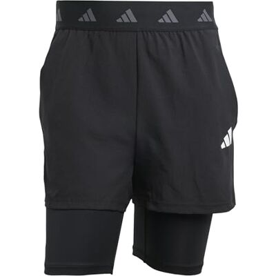 adidas För Män Gym+ 2in1 Shorts, Black/Black, XXS adidas För Män Gym+ 2in1 Shorts, Black/Black, XXS