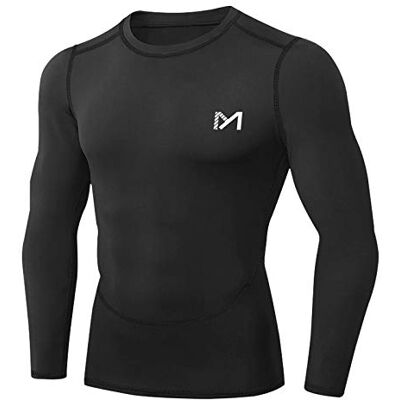 MEETYOO Kompressionsskjorta för män, baslager topp långärmad t-shirt sportutrustning fitness tights för löpning gym träning, Svart, XL MEETYOO Kompressionsskjorta för män, baslager topp långärmad t-shirt sportutrustning fitness tights för löpning gym träning, Svart, XL