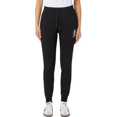 Giorgio Armani dam poly stretch scuba joggare med logo patch sweatpants, svart, S Giorgio Armani dam poly stretch scuba joggare med logo patch sweatpants, svart, S