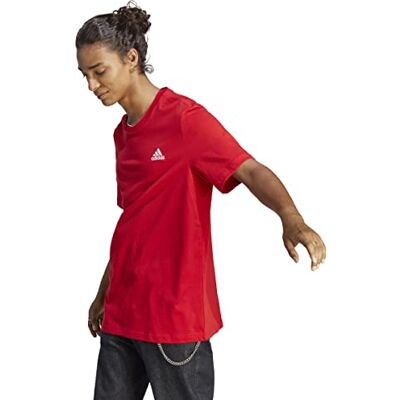adidas För Män Essentials Single Jersey Embroidered Small Logo Tee, Better Scarlet, M adidas För Män Essentials Single Jersey Embroidered Small Logo Tee, Better Scarlet, M