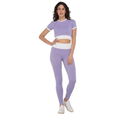 Heart And Soul Dam Sutton Leggings, Vit/Violett, Medium-Large Heart And Soul Dam Sutton Leggings, Vit/Violett, Medium-Large