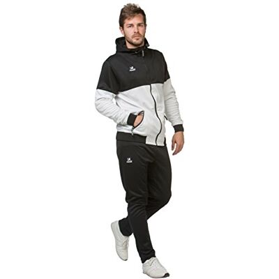 Asioka 183-189/17 Träningsdräkter med huva, Man, Vit/Svart, M Asioka 183-189/17 Träningsdräkter med huva, Man, Vit/Svart, M