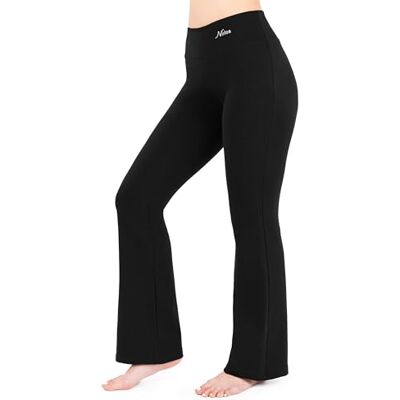 NIRLON Dam Bootcut yogabyxor Breda ben byxor för kvinnor mjuka och andningsbara bootcut yogabyxor för yoga normal & plusstorlek, Svart, XXL NIRLON Dam Bootcut yogabyxor Breda ben byxor för kvinnor mjuka och andningsbara bootcut yogabyxor för yoga normal & plusstorlek, Svart, XXL