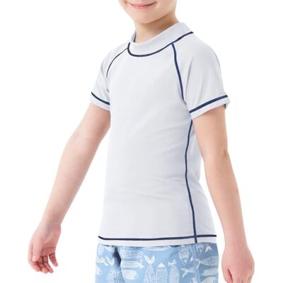 MEETWEE Pojkar simning kortärmad/långärmad tröja barn simning UV t-shirt barn badskjorta rashväst surfing t-shirt snabbtorkande strandskjorta vattensport topp, Vit kortärmad, 14 år MEETWEE Pojkar simning kortärmad/långärmad tröja barn simning UV t-shirt barn badskjorta rashväst surfing t-shirt snabbtorkande strandskjorta vattensport topp, Vit kortärmad, 14 år