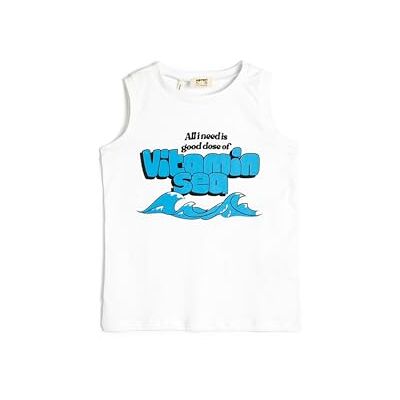 Koton Boys's tanktopp bomull crew neck ärmlös tryckt skjorta, Vit (00), 6-7 �r Koton Boys's tanktopp bomull crew neck ärmlös tryckt skjorta, Vit (00), 6-7 �r