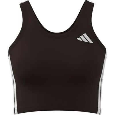 adidas dam Train Essentials 3-Stripes Cropped Tank Top Shirt, Aurora Coffee/white, XXS adidas dam Train Essentials 3-Stripes Cropped Tank Top Shirt, Aurora Coffee/white, XXS