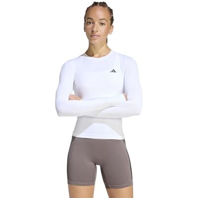 adidas dam Power Essentials Workout Contour Long Sleeve Shirt, white, L adidas dam Power Essentials Workout Contour Long Sleeve Shirt, white, L