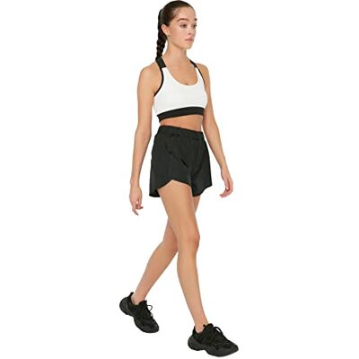 Trendyol Kvinnors fallskärmstyg sport yoga shorts, svart, liten Trendyol Kvinnors fallskärmstyg sport yoga shorts, svart, liten