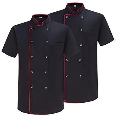 MISEMIYA Pack 2 enheter Kockjacka Herr Kockjacka Herr Hosteleria Uniform Ref.2-6821B, Matlagningsjackor 6821b Svart, S MISEMIYA Pack 2 enheter Kockjacka Herr Kockjacka Herr Hosteleria Uniform Ref.2-6821B, Matlagningsjackor 6821b Svart, S