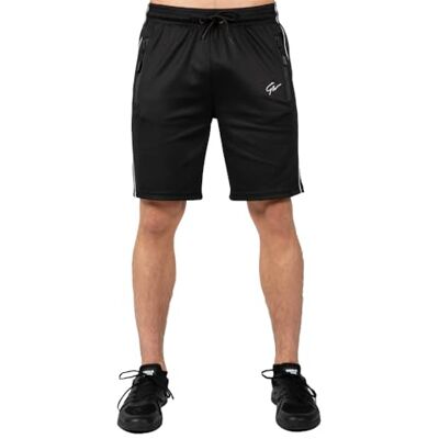 Gorilla Wear vändbara spårshorts – svart/guld – lätta bekväma shorts för sport vardag fritid träning av polyester elastan rörelsefrihet tajt passform dragkedja Gorilla Wear vändbara spårshorts – svart/guld – lätta bekväma shorts för sport vardag fritid träning av polyester elastan rörelsefrihet tajt passform dragkedja