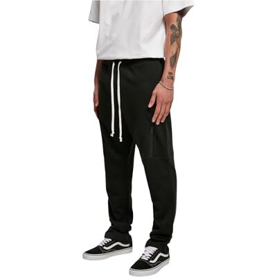 Urban Classics Herr Low Crotch Cargo Sweatpants träningsoverall, svart, XS Urban Classics Herr Low Crotch Cargo Sweatpants träningsoverall, svart, XS