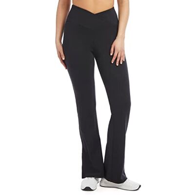 Danskin Yogabyxor för kvinnor med sidoslits, utsvängd, Svart salt, S Danskin Yogabyxor för kvinnor med sidoslits, utsvängd, Svart salt, S
