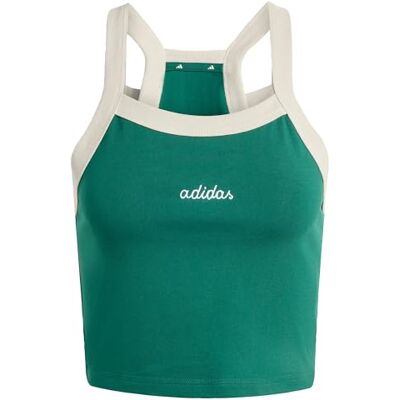 adidas Kobiety Seasonal Essentials Colorpop Tank with Embroidered Graphic, collegiate green/white, XXS adidas Kobiety Seasonal Essentials Colorpop Tank with Embroidered Graphic, collegiate green/white, XXS